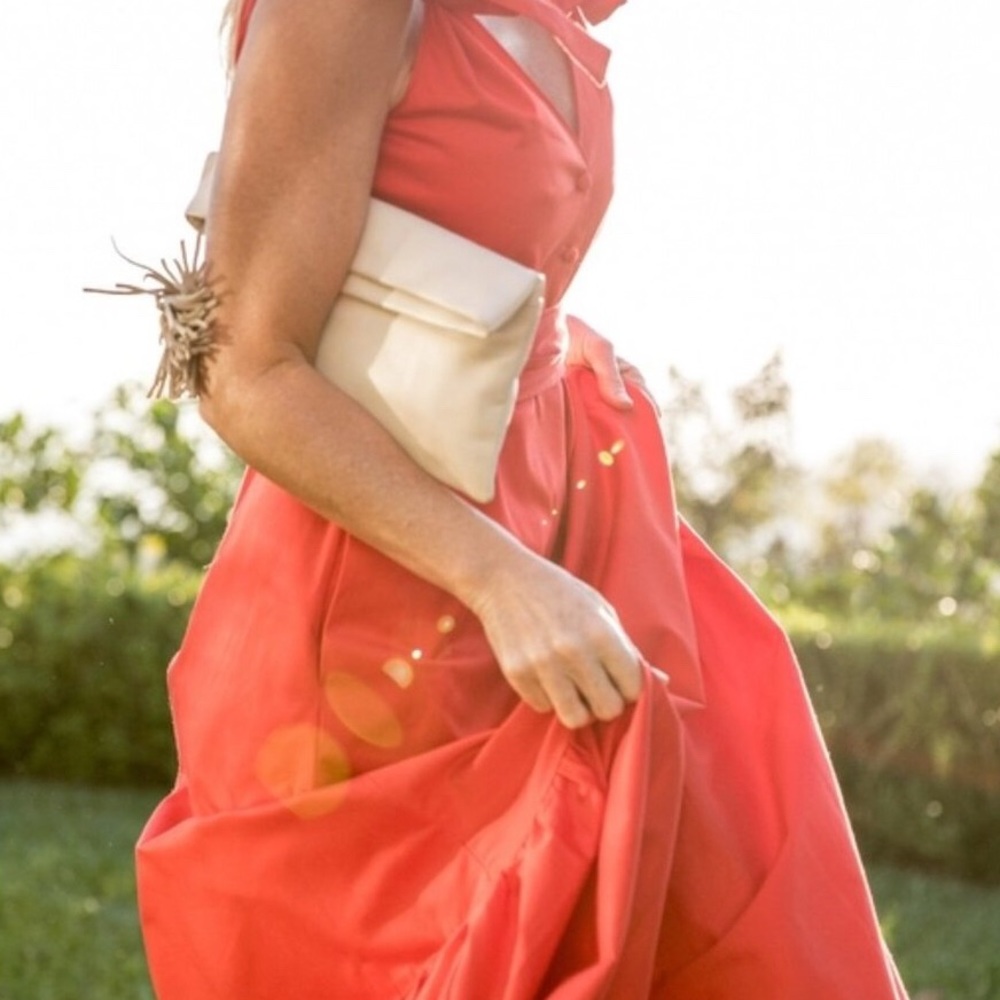 India Hicks Sample Leather Fold Over Clutch.